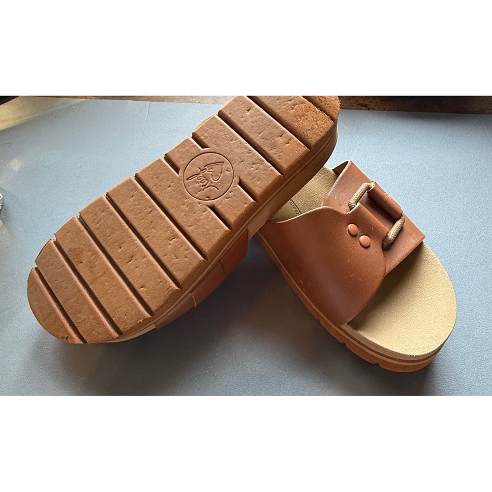 Reef Cushion Horizon Hi Slide Sandals Women's 8 Tan Platform Arch Support Buckle - Picture 5 of 6